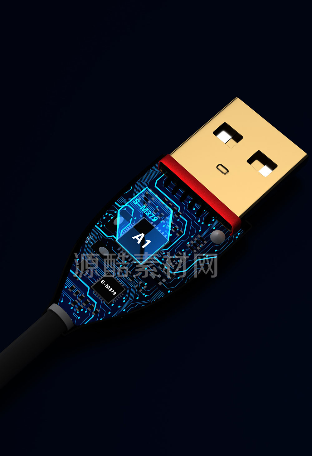 C4D工程-USB数据线接口内部渲染工程USB接口模型素材下载