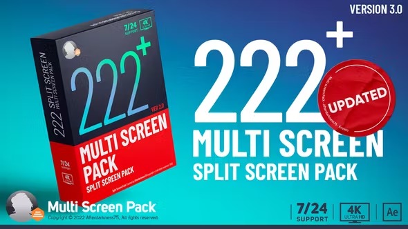 AE模板-222种视频多画面分屏效果动画预设 Multi Screen Pack V3