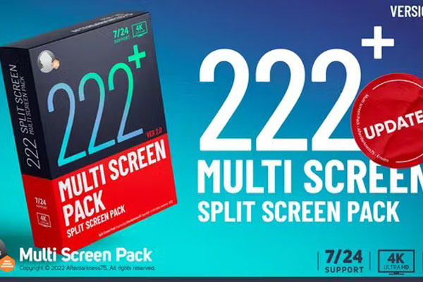 AE模板-222种视频多画面分屏效果动画预设 Multi Screen Pack V3