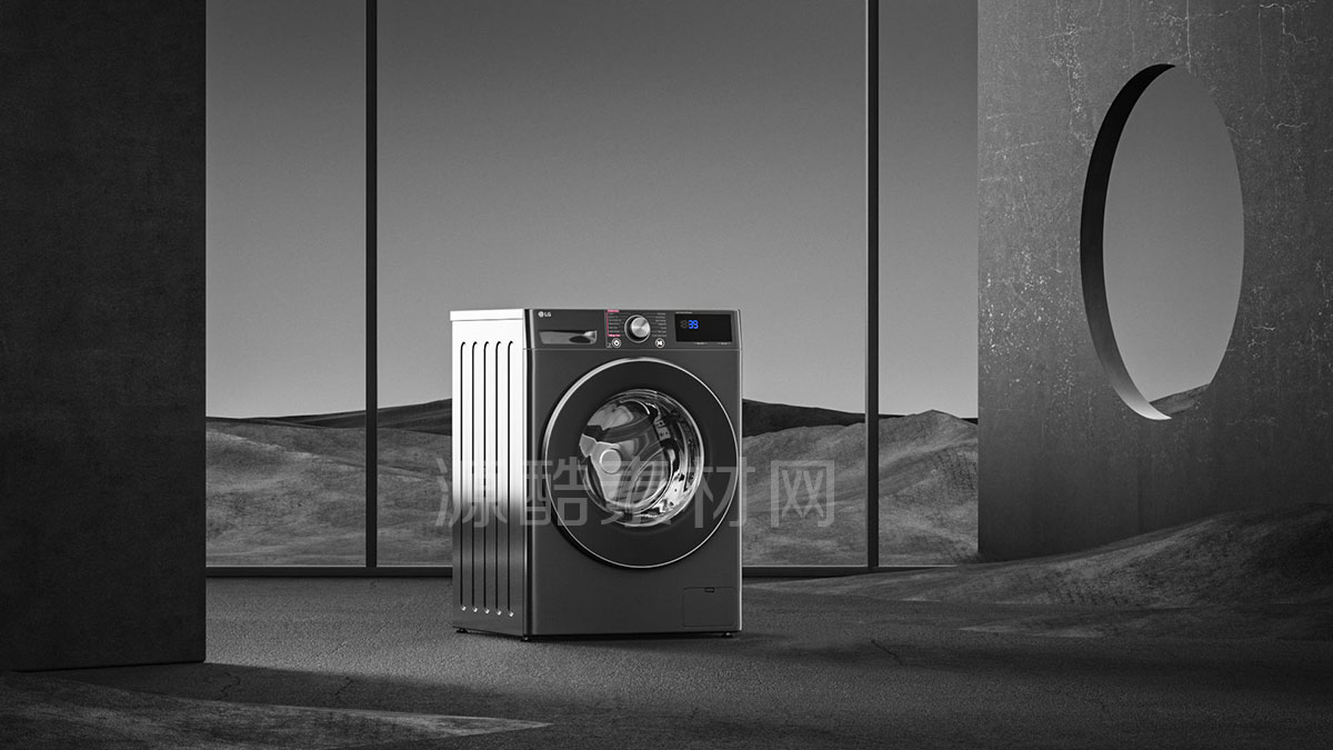 C4D工程-洗衣机场景渲染工程洗衣机免费模型下载