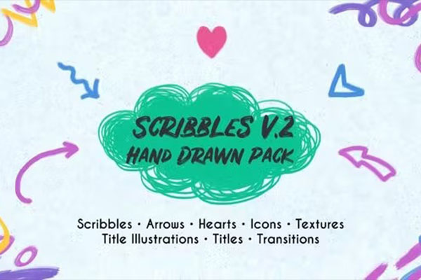 AE/PR模板-71组创意手绘涂鸦动画元素 Scribbles Hand Drawn Pack
