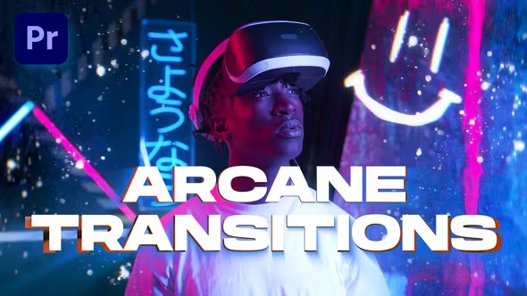 AE/PR模板-30种故障划痕效果图形叠加过渡视频转场动画 Arcane Transitions