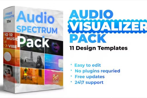 AE模板-可视化音频音乐播放器波形动画模板 Audio Visualizer Pack