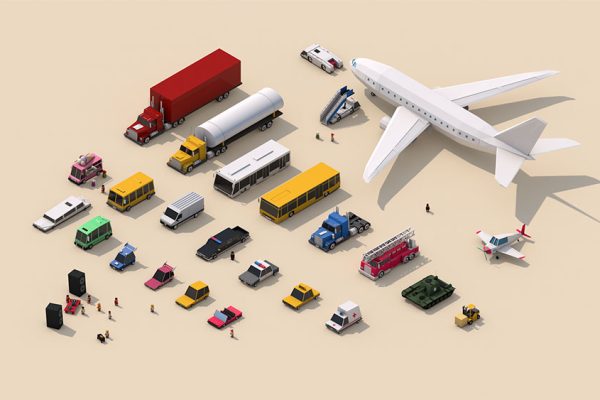 C4D25个卡通低多边形汽车飞机坦克C4D模型下载