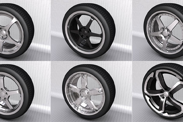 C4D6个汽车轮胎模型轮毂模型下载