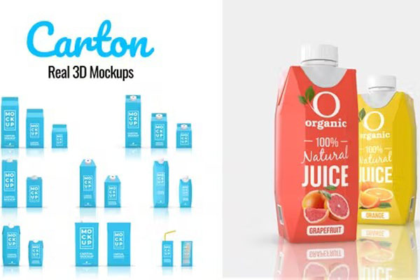 AE模板-18款三维饮料纸盒包装样品展示动画 Carton Real 3D Mockups