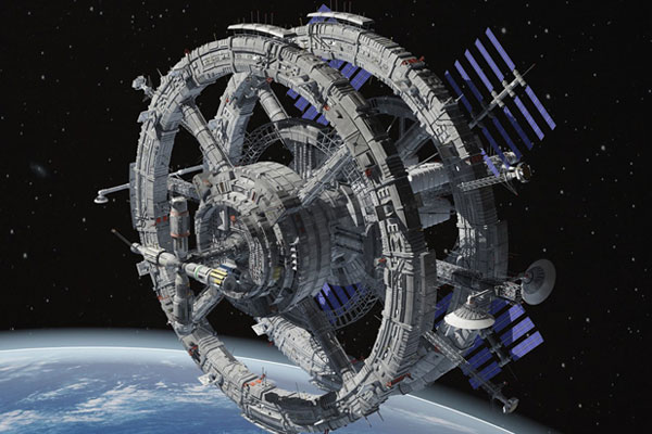 C4D模型-高精度宇宙空间站3D模型太空基地模型下载