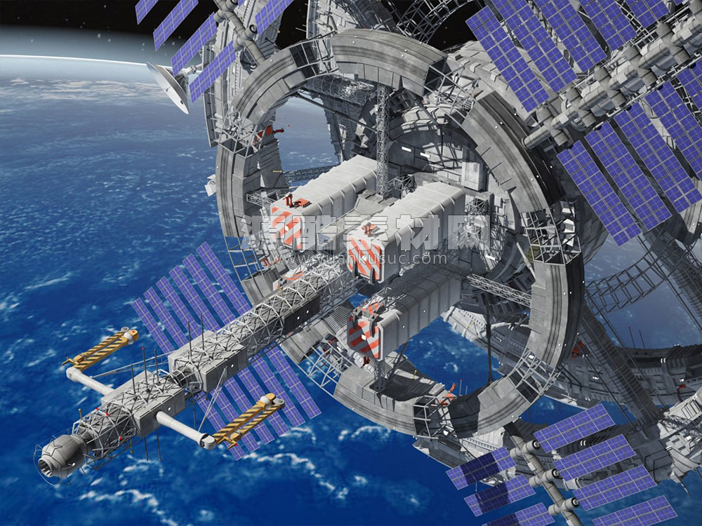 C4D模型-高精度宇宙空间站3D模型太空基地模型下载