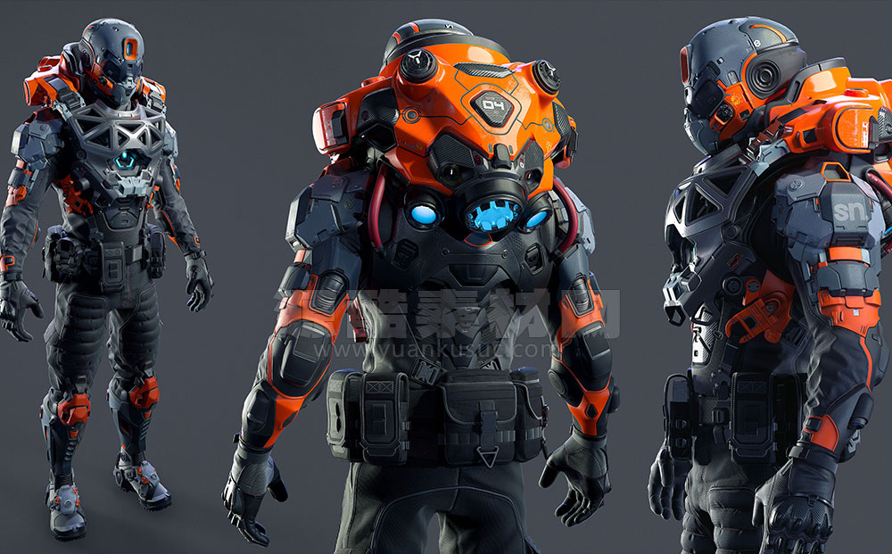 C4D模型-APEX游戏士兵角色模型机器人3D模型下载 Fortnite Soldier in Apex Legends