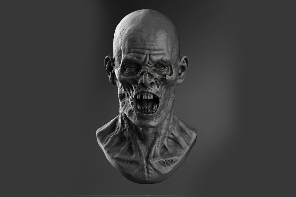 C4D丧失头模型僵尸头模型丧尸模型雕刻