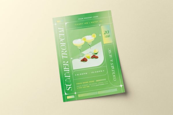 夏天热带派对传单模板设计素材下载 Summer Tropical Party Flyer