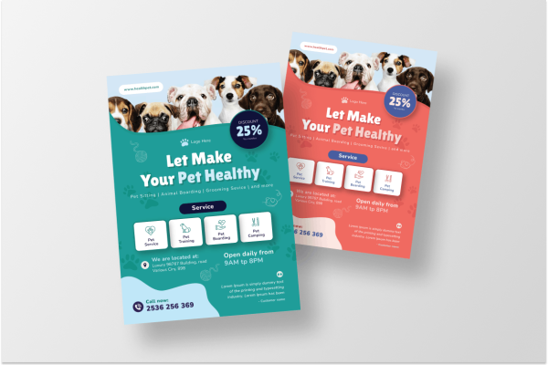 宠物护理传单AI&EPS矢量模板 Pet Care Flyer Template Ai & EPS Template
