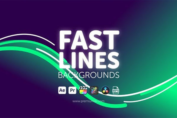 AE/PR模板-时尚多彩背景线条动画 Fast Lines Backgrounds