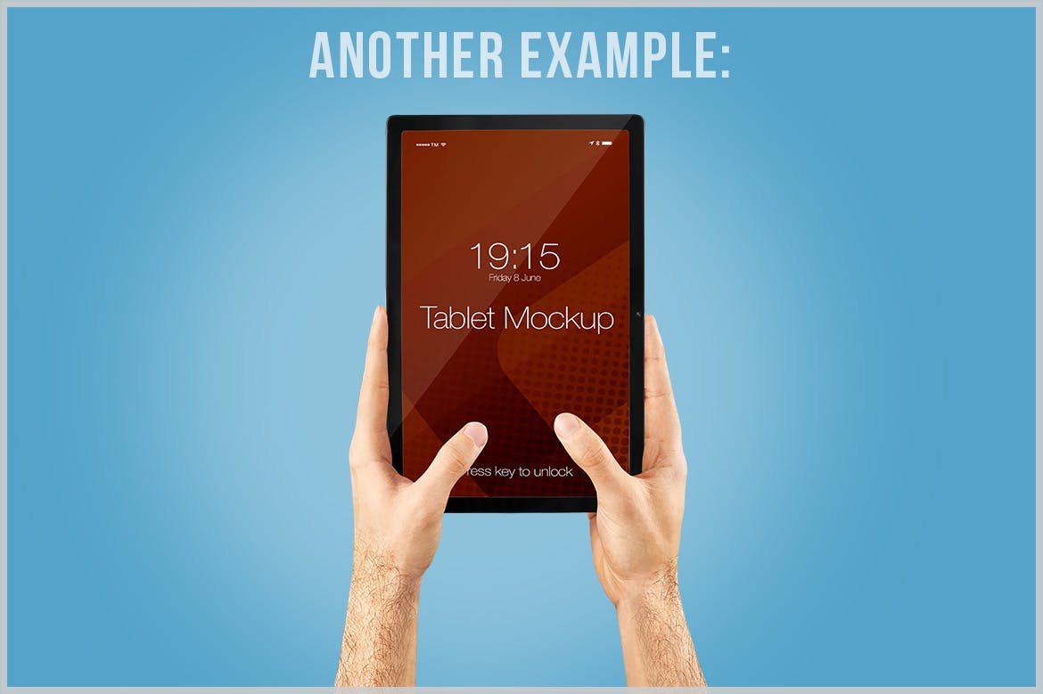 双手使用场景iPad平板电脑样机 Tablet Mockup in Hand Template