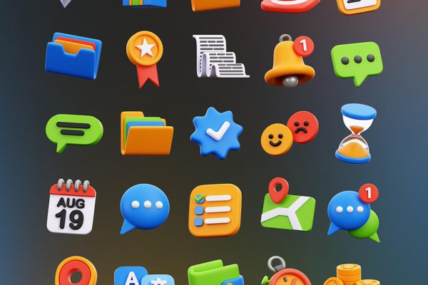 3D对象UI元素图标模型素材下载v2 3D UI Kit Elements Part 2