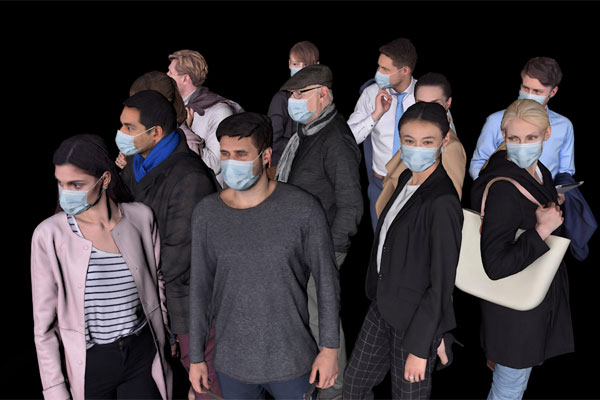 C4D模型-12个戴口罩的人物模型下载