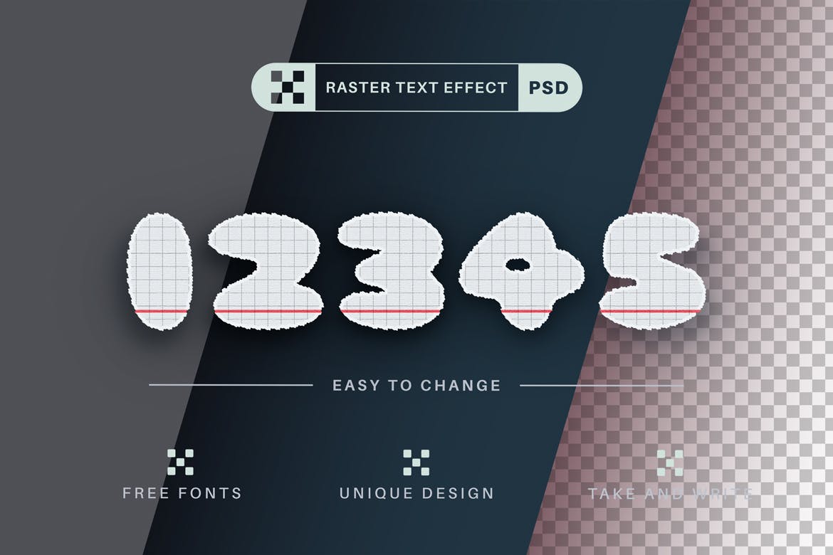 网格作业本文字效果字体样式 PSD School – Editable Text Effect, Font Style