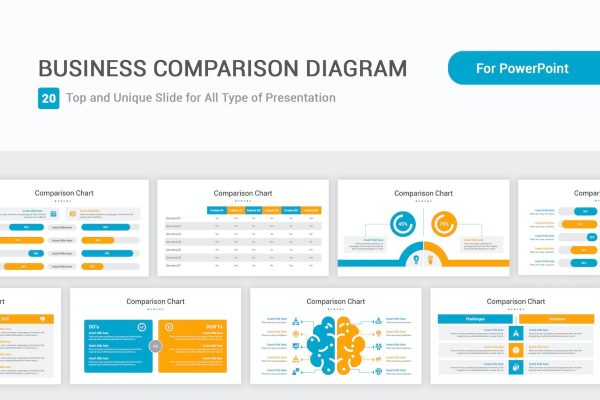 业务比较图表PPT幻灯片设计素材 Business Comparison diagram PowerPoint Template