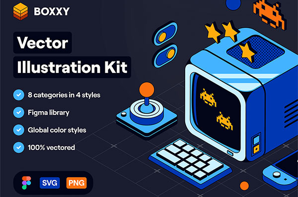 8个类别等距矢量插画套件 Vector Illustration Kit