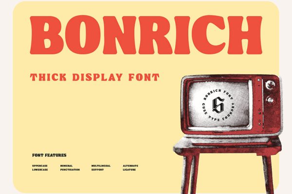 粗线复古风格字体素材 Bonrich Font