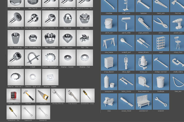 70个C4D五金模型扳手模型螺丝螺母模型下载