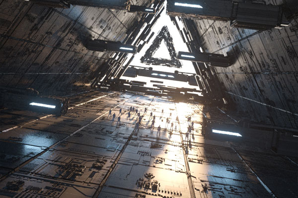 C4D科幻场景渲染工程宇宙飞船场景模型下载