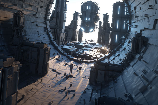 C4D工程-宇宙飞船场景渲染工程宇宙飞船模型下载