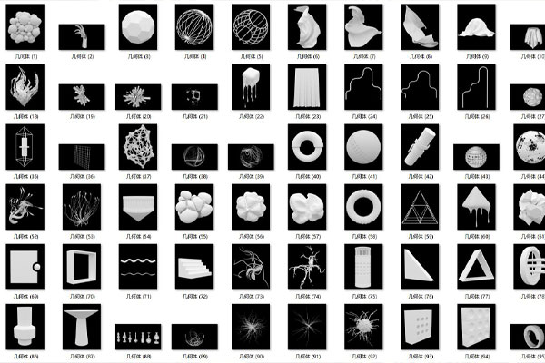 C4D模型-99个创意几何体模型下载