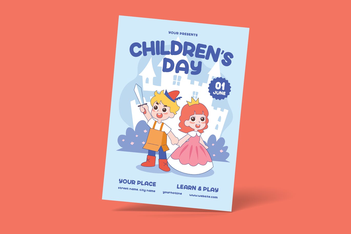 儿童节卡通宣传单设计素材 Happy Children’s Day Flyer