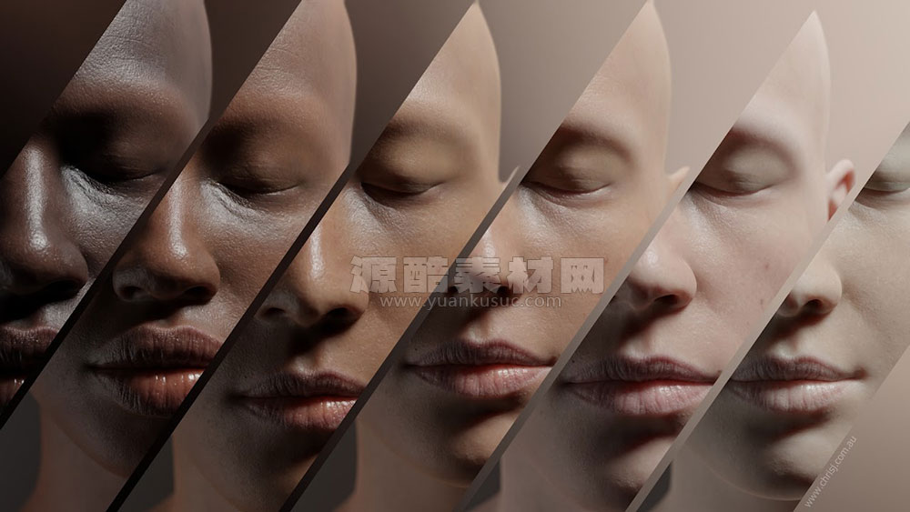 Blender人脸皮肤纹理贴图素材 Universal Human Face Textures 1.0
