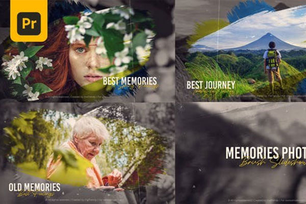 PR模板-高级笔刷涂抹效果照片幻灯片动画 Photo Slideshow Brush Slideshow