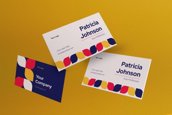 蓝色现代几何名片素材模板 Blue Modern Business Card