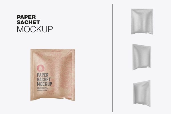 牛皮纸袋包装设计样机素材图 Kraft Sachet Mockup