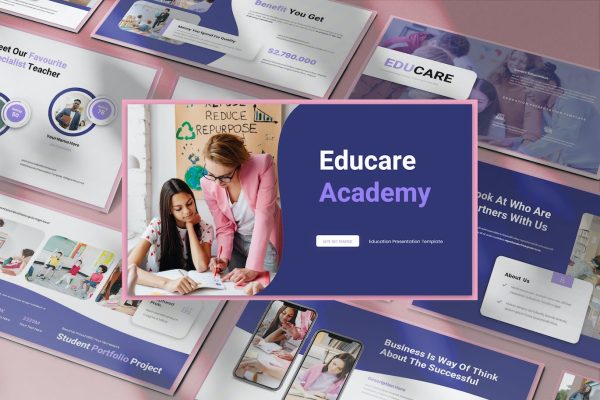 学习教育课件演示文稿PPT模板素材 Educare Education Presentation PowerPoint Template