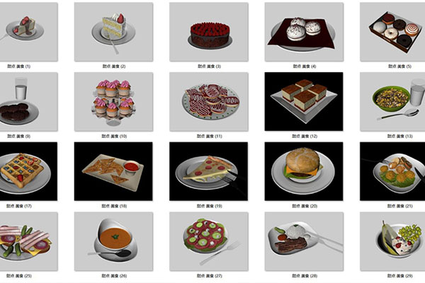 31个甜点美食模型糕点模型C4D食物模型下载