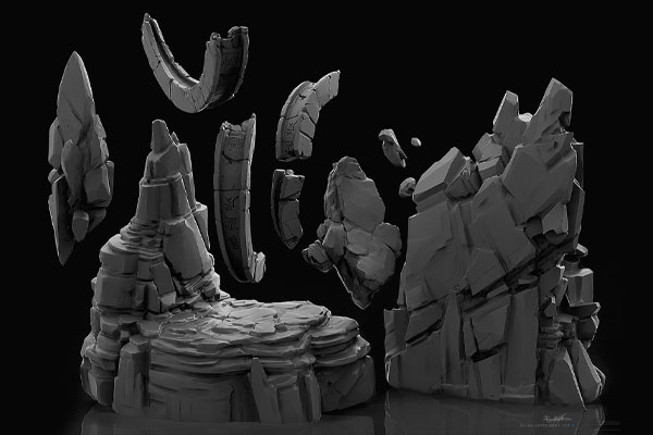 C4D模型-假山石块模型下载