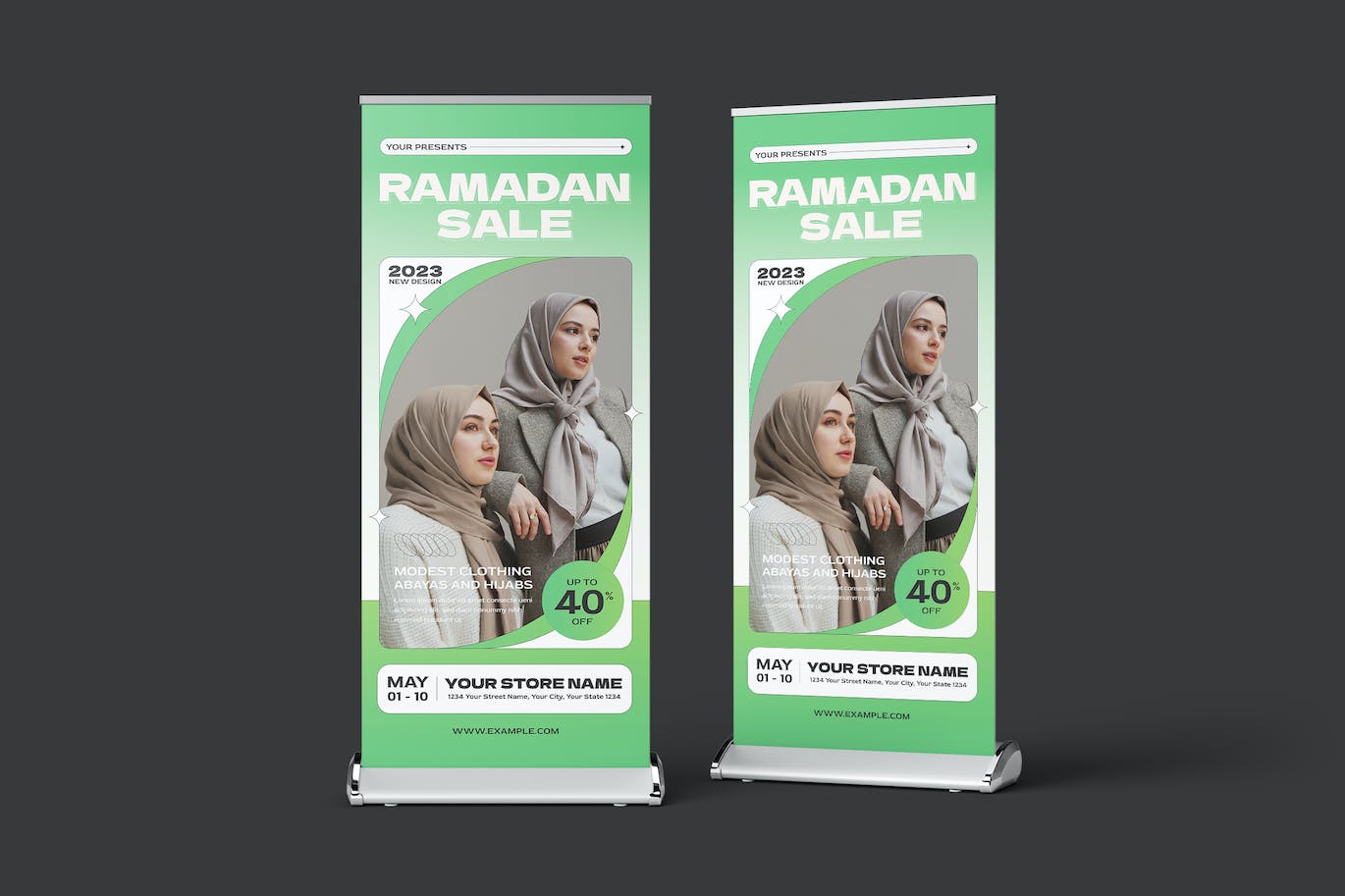斋月时尚大减价广告易拉宝模板 Ramadan Fashion Sale Roll Up Banner