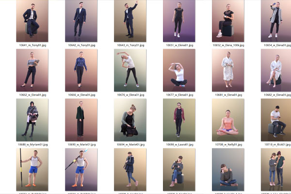 C4D模型-458个人物模型护士健身男女工人职员购物健身模型