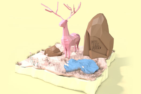 C4D低边卡通场景模型下载