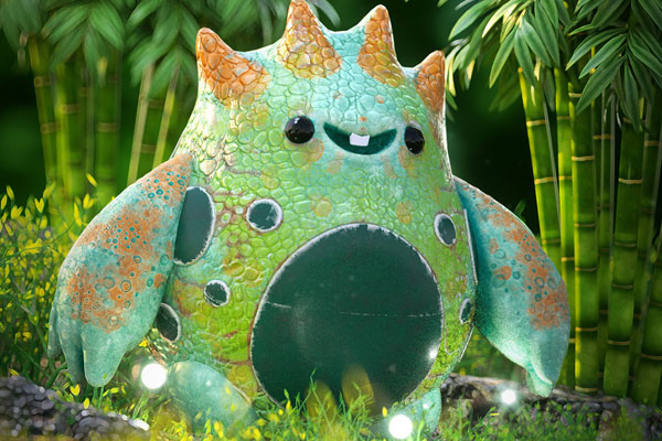 C4D工程-可爱的小怪兽场景渲染工程超萌卡通ip场景模型