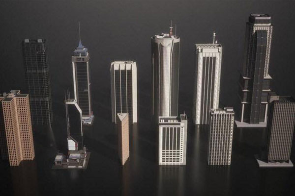 C4D建筑模型-12个现代城市高楼大厦模型