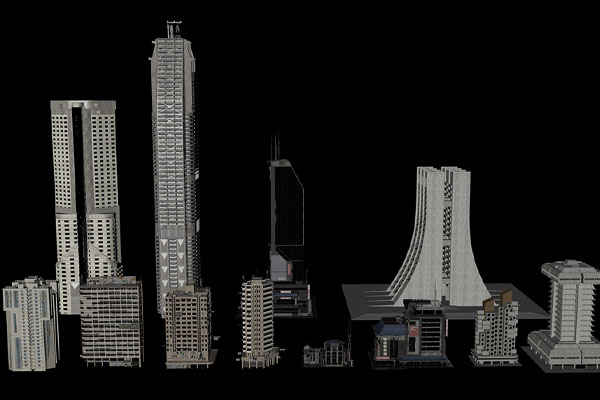 C4D建筑模型-12个现代城市楼房建筑模型