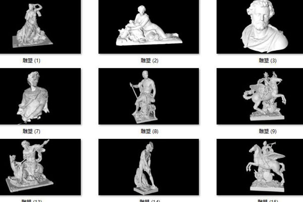 17个巴黎罗浮宫人物雕塑模型C4D模型下载