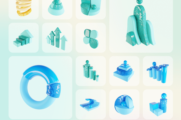 30 个独特的3D抽象图表图标模型Blender模型素材 Infogy Abstract Graphics 3D