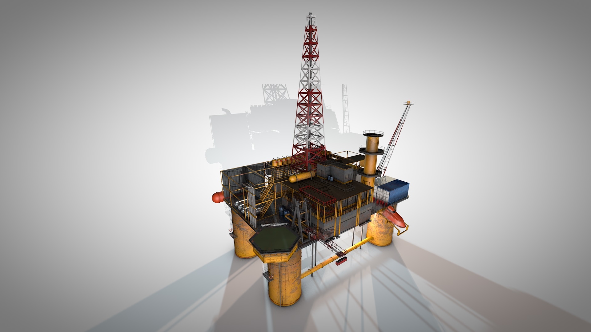 C4D模型-石油平台建筑模型
