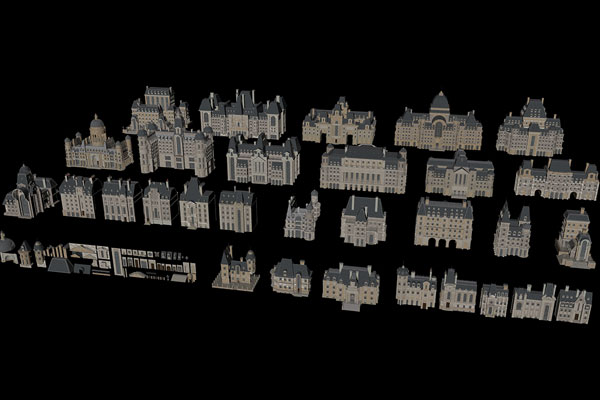 C4D30个巴黎欧式建筑模型城堡模型