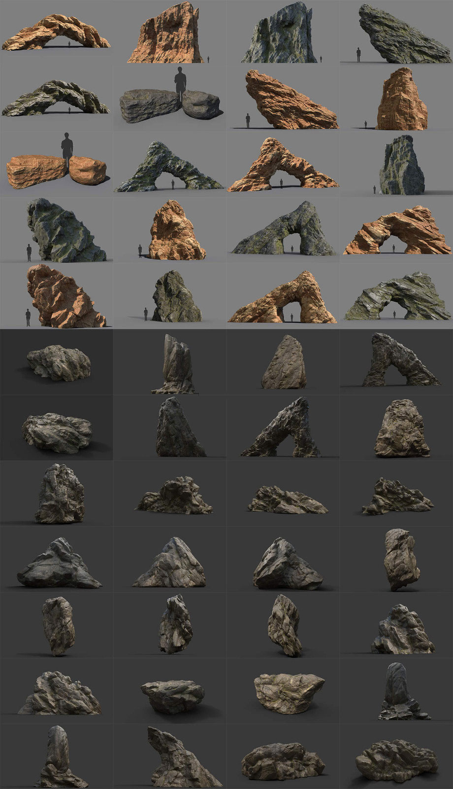 38个岩石模型巨石模型石块石头C4D免费模型网