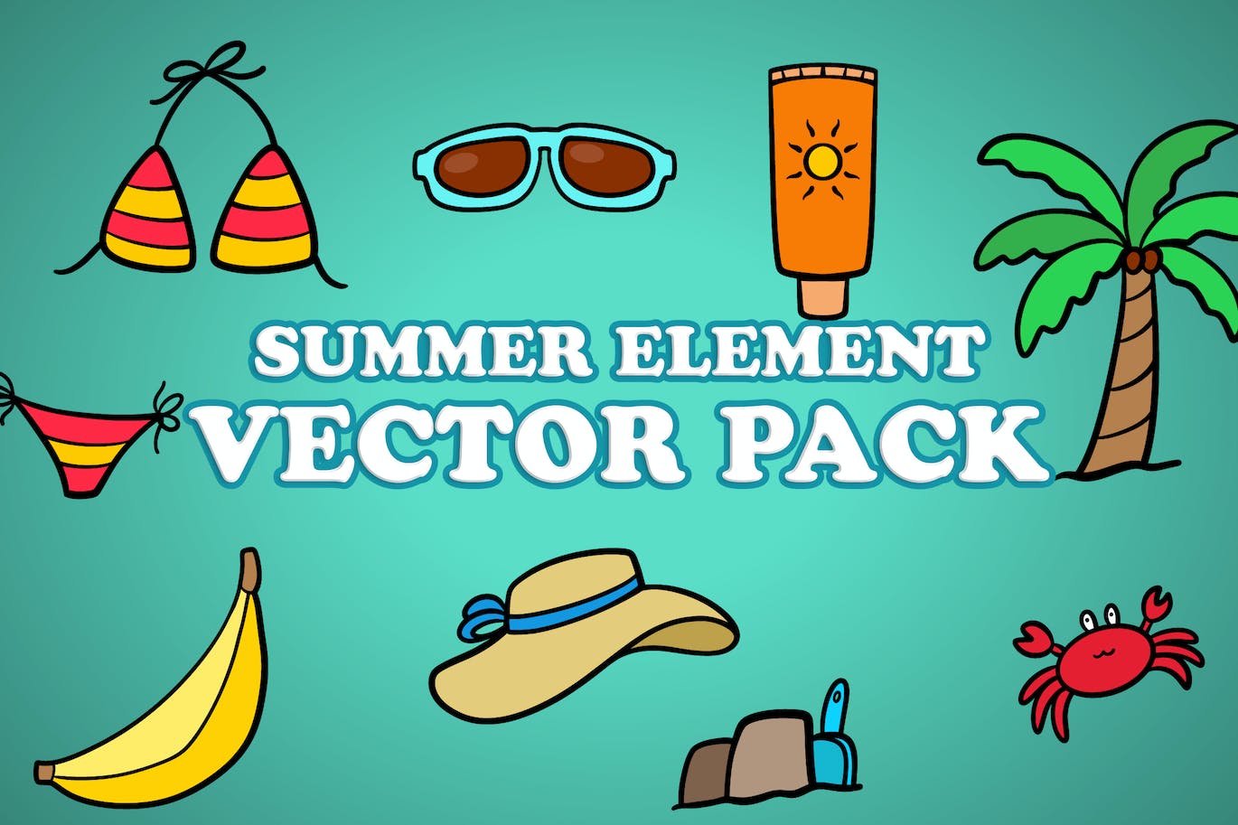 夏季元素矢量插画包 Summer Element Illustration Vector Pack