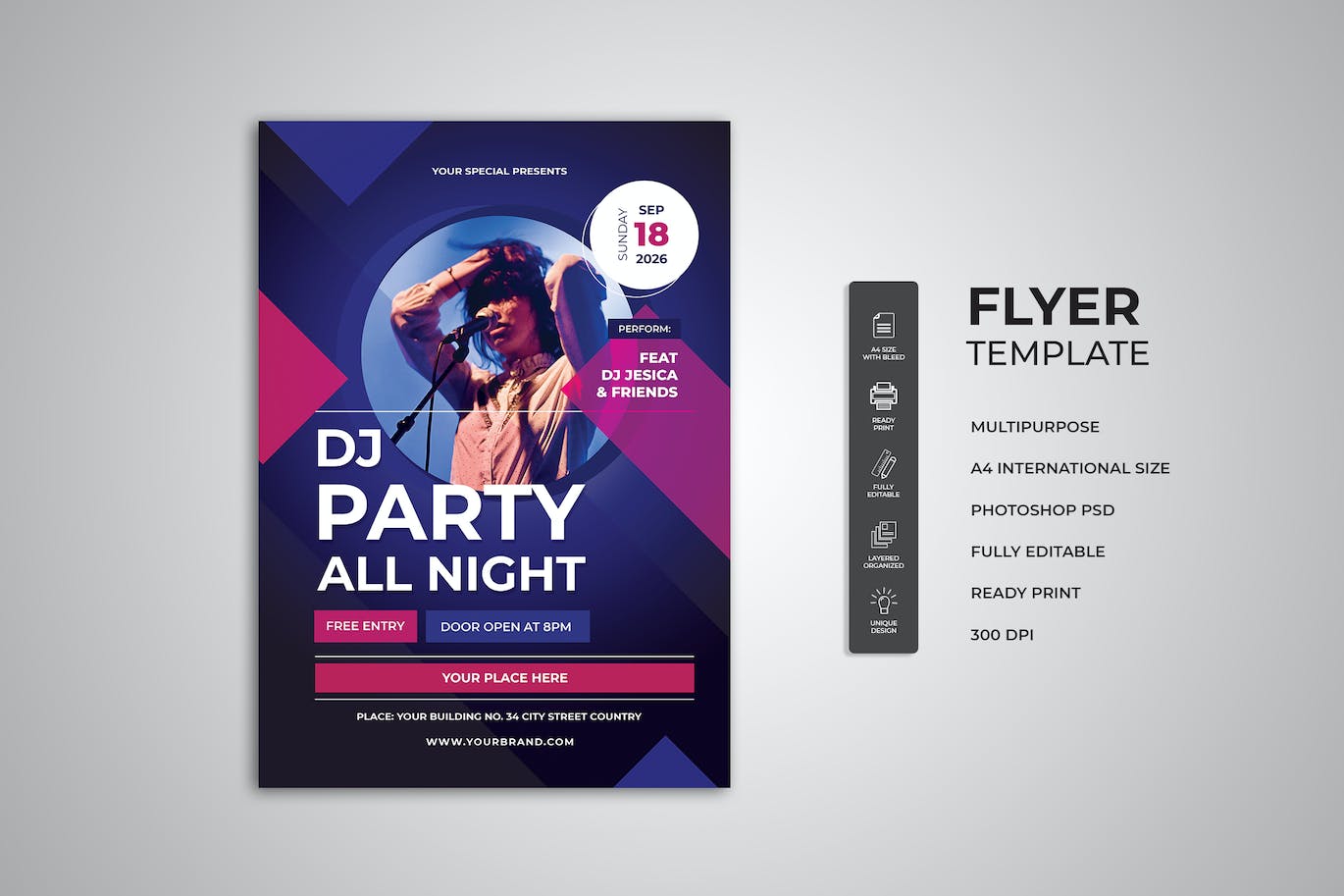 音乐DJ派对海报模板素材 DJ Party Flyer