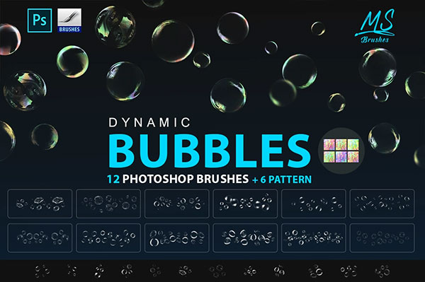 12种泡泡PS笔刷预设 Bubbles Photoshop Brushes